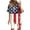 Red #2, variant on Guluxicc 2 Piece Women's Plus Size Matching Sets 4th of July V Neck T Shirts Slim Legging Shorts Casual Summer Loungewear