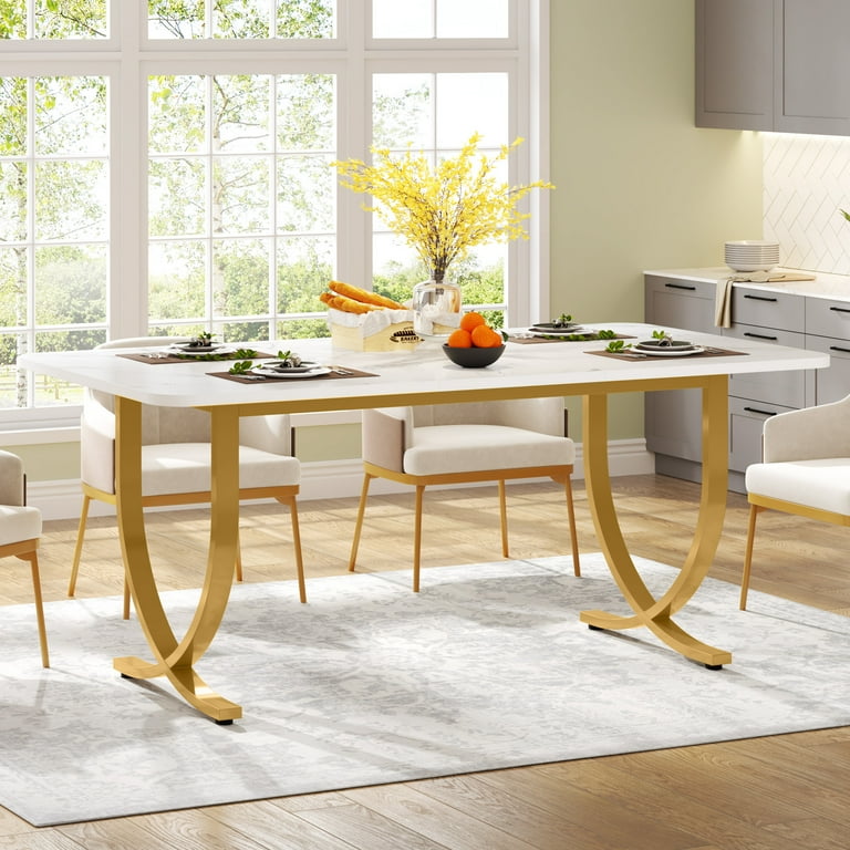 Faux marble and gold dining table new arrivals