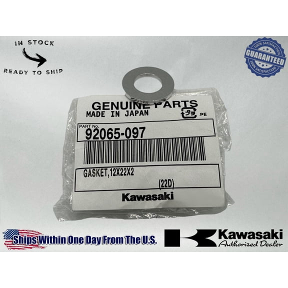 Kawasaki Genuine OEM Authentic Gasket 12X22X2 92065-097