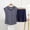 *Navy, variant on Women's Striped 2 Piece Pajama Set, Short Sleeve Crew Neck Top and Short, Soft Loose Casual Loungewear Gray,Women's Plus XXL