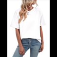 thumbnail image 3 of Camisetas Holgadas de Gran Tamaño para Mujer, Cuello Redondo, Corta, Blusa Informal de Verano Y2K 2025, Camiseta Básica M, 3 of 10