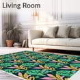 thumbnail image 2 of ODIKA 3'x5' Machine Washable Non-Slip Area Rug, Exotic Flora Mosaic with Interlocking Tropical Petals High Traffic Rug with Pad, Green, 576642, 2 of 8