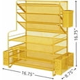 thumbnail image 2 of 7 Tier Desk File Organizer, Letter Tray Paper Organizer with Pen Holder and Metal Hanging Basket, Gold, 2 of 5