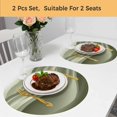 thumbnail image 5 of Sage Green Striped Round 13 Inch Placemats Set of 2, Modern Abstract Art Wave Moire Gradient HeatResistant Non Slip Place Mats for Dining Table, Wipeable Braided Kitchen Table Mats for Housewarming, 5 of 9