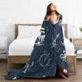 thumbnail image 4 of DouZhe Ultra-Soft Micro Fleece Lightweight Flannel Bed Blanket, Vintage Nautical Compass Anchor Print Cozy Warm Throw Blankets, 40"x30", 4 of 7
