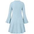 thumbnail image 5 of YUANxueke Long Bell Sleeve Ribbed Knit Dress for Girls Casual Crewneck Fashion Fall Winter Outdoor Dress for 5-15 Years, 5 of 8