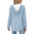 thumbnail image 4 of JSheng Women's Hoodie Top Fashion Polka Dots Printed Drawstring Long Sleeve Raglan Sleeve Hooded Pullover Tops Light Blue M, 4 of 4