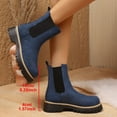 thumbnail image 6 of Bnwani Low Heel Boots Women Fall Winter Fashion Pile Toe Thick Chunky Ankle Versatile Casual Suede Boot Blue Size 5.5, 6 of 7