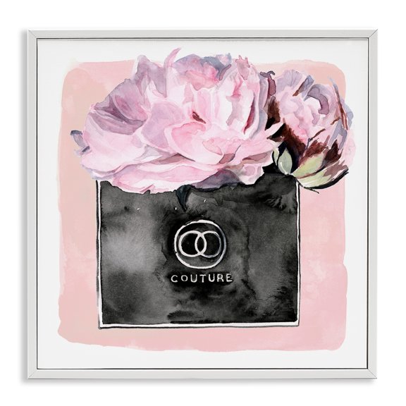 Stupell Industries Shabby Chic Pink Glam Blossom Fashion Couture Vase White Framed Giclee Art, 12 x 12, by Jennifer Paxton Parker