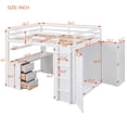 thumbnail image 6 of Kumix Loft Bed Full Size with Desk, Wood Loft Bed with Drawers, Shelves, Full Length Guardrail, Ladder and Wardrobe for Teens Adults, Space-Saving, No Box Spring Needed, Noise-Free, White, 6 of 7