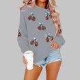 thumbnail image 2 of Peichun Women's Oversized Halloween Sweatshirts Colorful Sequin Fruit Graphic Crew Neck Pullover Tops Vintage Print Drop Shoulder Loose Cozy Fall Winter Hoodless Sweatshirt 1-Grey S, 2 of 4