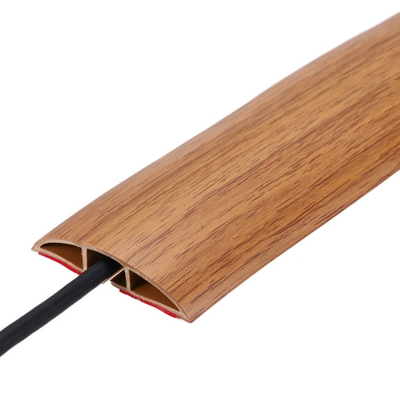 Floor Cord Cover 10ft, Extension Cord Hider for Floor Cable Management 0.47" W x 0.24" H, Yellow Oak