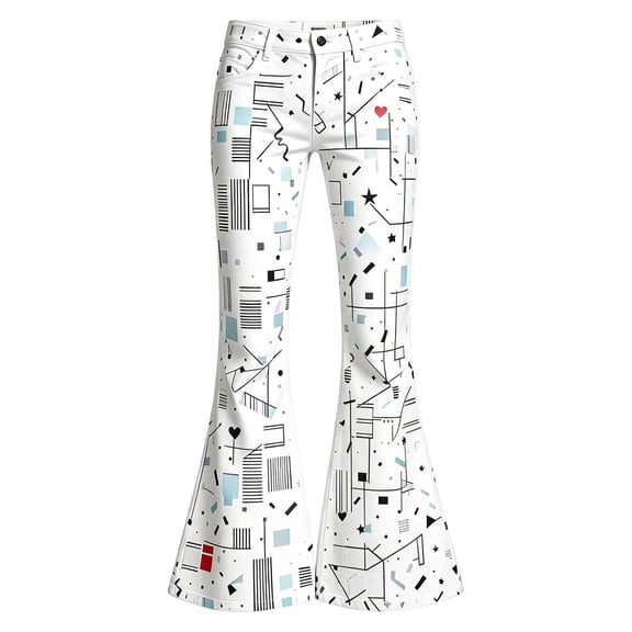 CONZONE Little Girls Bootcut Pants Printed Flared Pants for Girls Mid Waist Trendy Fall School Trousers with Pockets Size 5-6 Years