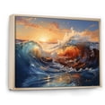 thumbnail image 2 of Designart "Sunrise Hues Blue and Orange Waves II" Coastal Framed Wall Art - Coastal Blue Coastal Waves Bedroom Framed Canvas Wall Art, 2 of 6
