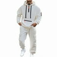 thumbnail image 2 of FASHOFT Sweatsuits for Men 2 Piece Tracksuit Quarter Zip Pullover and Sweatpants Sets Track Suits Mens Casual Running Jogging Swaet Suit White L, 2 of 5