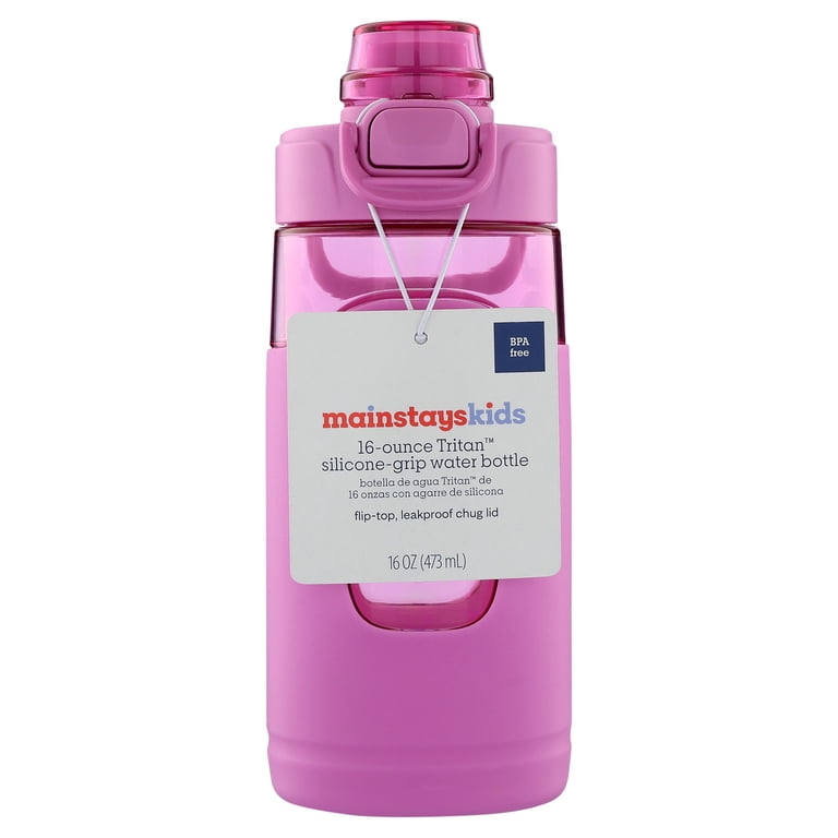 Mainstays Kids 16 oz Pink Water Bottle with Flip-Top Lid photo 6