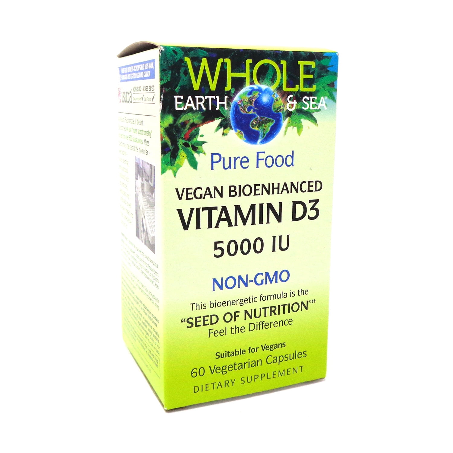 Whole Earth & Sea - Pure Food Vitamin D3 Vegan 5000 - 60 Vegetarian Capsules - Walmart.com