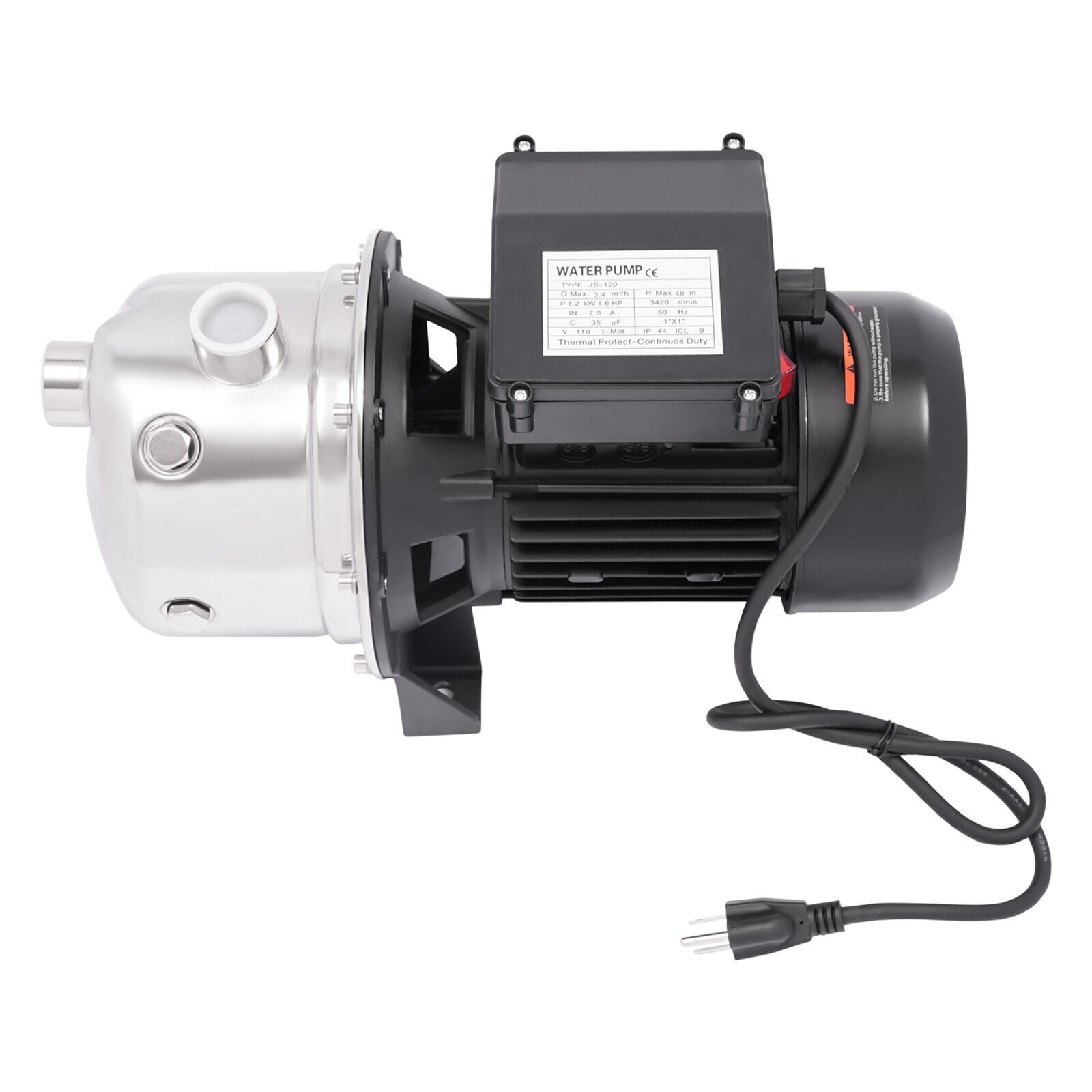 Miumaeov 110V 1.6HP Portable Shallow Well Pump Draining Irrigation Pump Lawn Water Pump 1.2KW