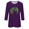thumbnail image 4 of SOOMLON Mardi Gras Tops for Women Tuesday Tshirts Carnival Themed Party 3/4 Sleeve Tops Funny Mask Graphic Shirts Tunic Crewneck Outfits New Orleans Holiday Blouses 2025 Purple 3XL, 4 of 5