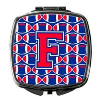 Letter F Football Harvard Crimson and Yale Blue Compact Mirror CJ1076-FSCM