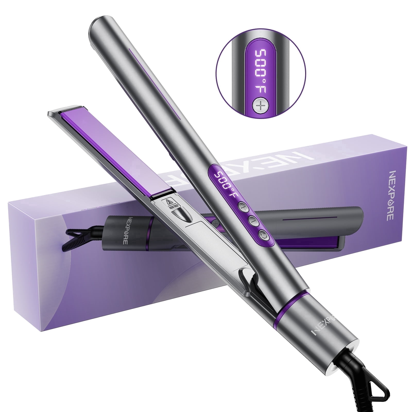 NEXPURE Ionic Flat Iron Hair Straightener and Curler 2-in-1, Fast Heating Ceramic Flat Iron, Anti-Frizz Professional Styling Tool, Dual Voltage for Travel