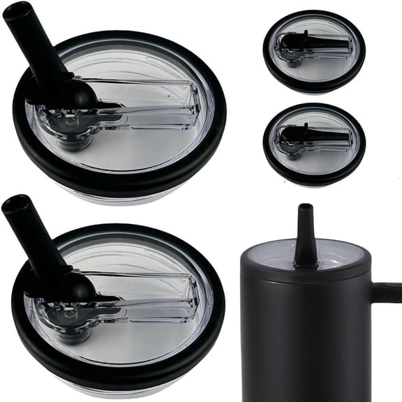 2Pcs 40 oz Tumbler Flip Straw Lid Replacement Fit, Replaceble Tumbler Flip Straw Lid, Spill Proof Splash Resistant Tumbler Lids, Tumbler Cover for Car Cup and 40 oz Cup