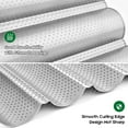 thumbnail image 5 of AMAGABELI GARDEN & HOME Nonstick Perforated Baguette Pan 15" x 13" for French Bread Baking 4 Wave Loaves Loaf Bake Mold Toast Cooking Bakers Molding 4 Gutter Oven Toaster Pan Cloche Waves Silver, 5 of 7