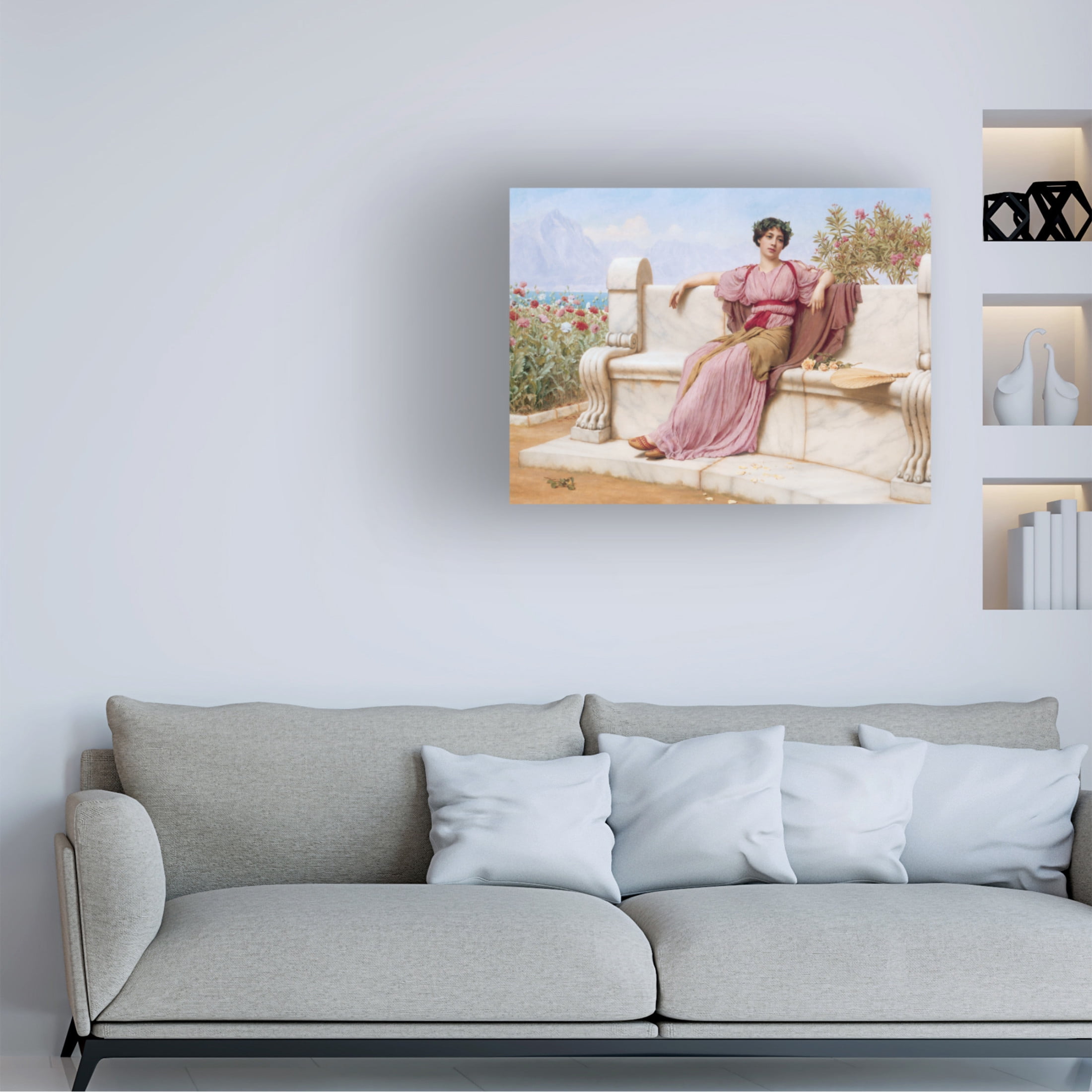 Canvas Wall Art - Masters Collection 'Tranquillity John William Godward' Wall Art for Living Room, Bedroom, or Office Décor by Trademark Fine Art - 47 x 35 Inches