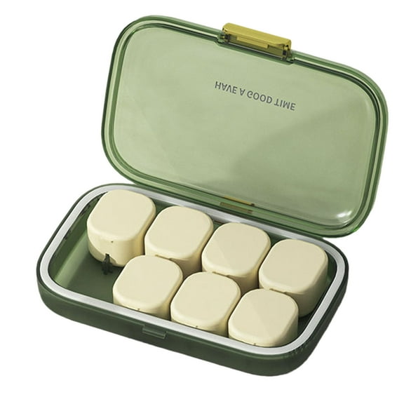 HengDidi 8-Section Sealable Daily Pill-Case, Compact Portable Organizer Box for Medication Vitamins Storage 5.19 x 3.42 Inches
