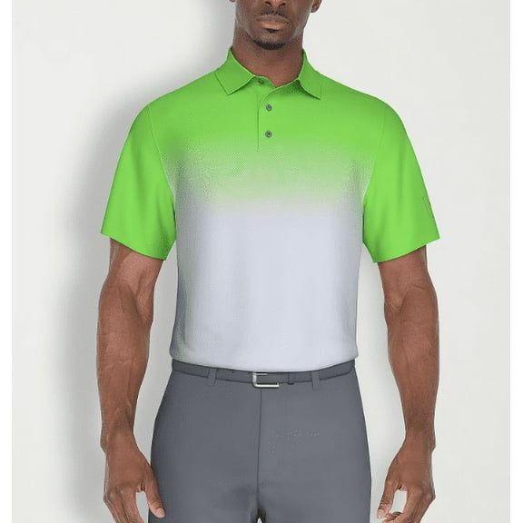 Pga Tour Mens Regular fit Short Sleeve Polo Shirt XXL Green White Ombre