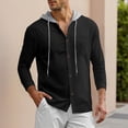 thumbnail image 3 of QSXADF Men's Shirt Jacket Casual Hooded Long Sleeve Button Down Pocketed Relaxed Coat, 3 of 6