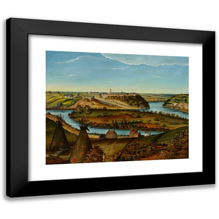 Edward K. Thomas 14x12 Black Modern Framed Museum Art Print Titled - View of Fort Snelling (C. 1850)