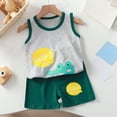 thumbnail image 2 of TOWED22 Toddler Baby Boy Outfits Shorts Sleeve Summer Beach Cocos T Shirts + Shorts Clothing Set(Grey,4-5 Y), 2 of 4