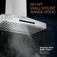 thumbnail image 6 of Awoco RH-WT-30 Awoco RH-WT-30 Wall Mount 4 Speeds, 6 Top Round Vent Stainless Steel Range Hood, 6 of 7