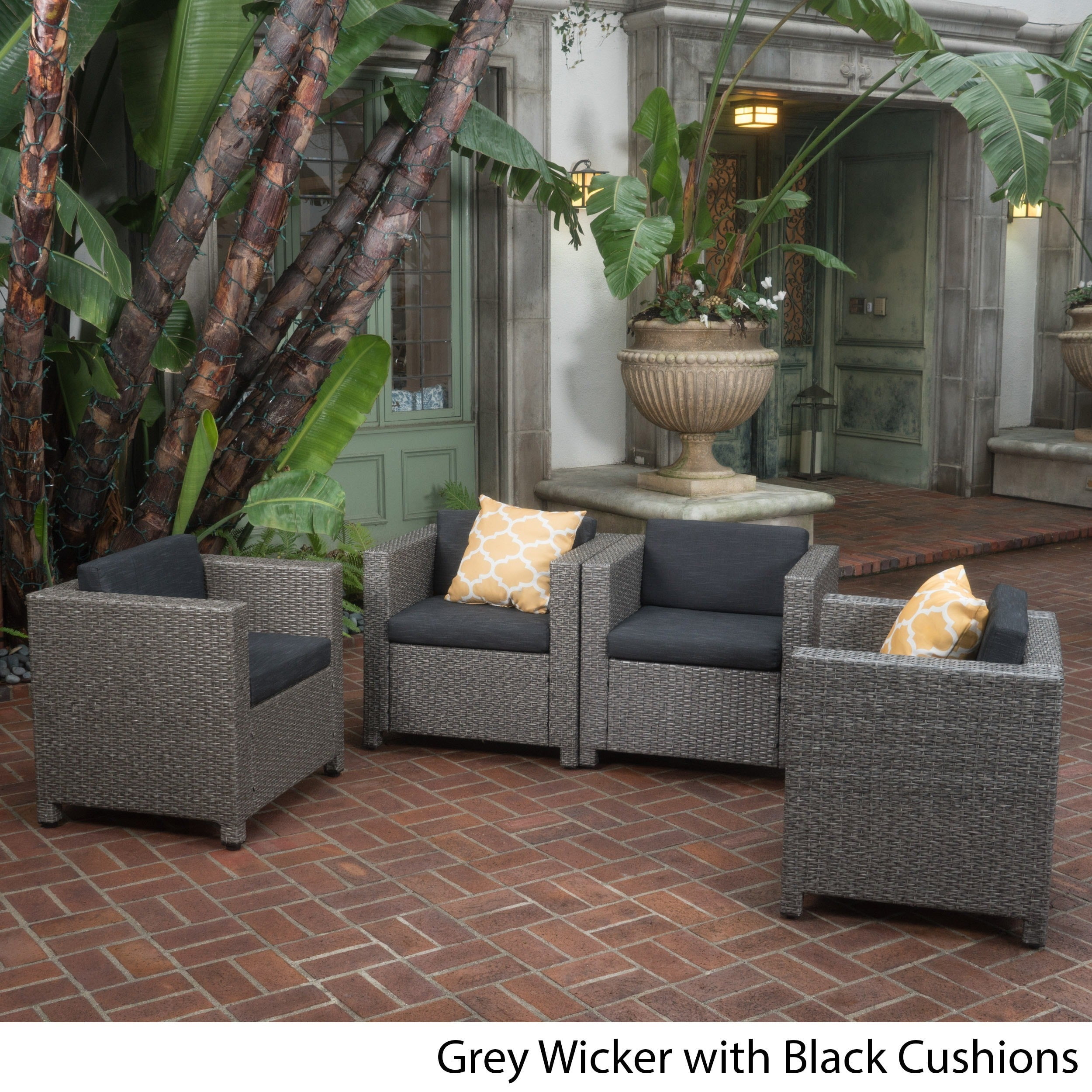 Christopher Knight Home Puerta Outdoor Club Chairs With Water Resistant Cushions Set Of 4 By