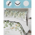 thumbnail image 4 of Quilts Twin-XL Size Bedding Set, Green Eucalyptus Leaves Lightweight Quilted Comforter, Summer Botanical Weeping Soft Reversible Bedspread Coverlet with Pillow Covers for All Season, 68" x 98", 4 of 7