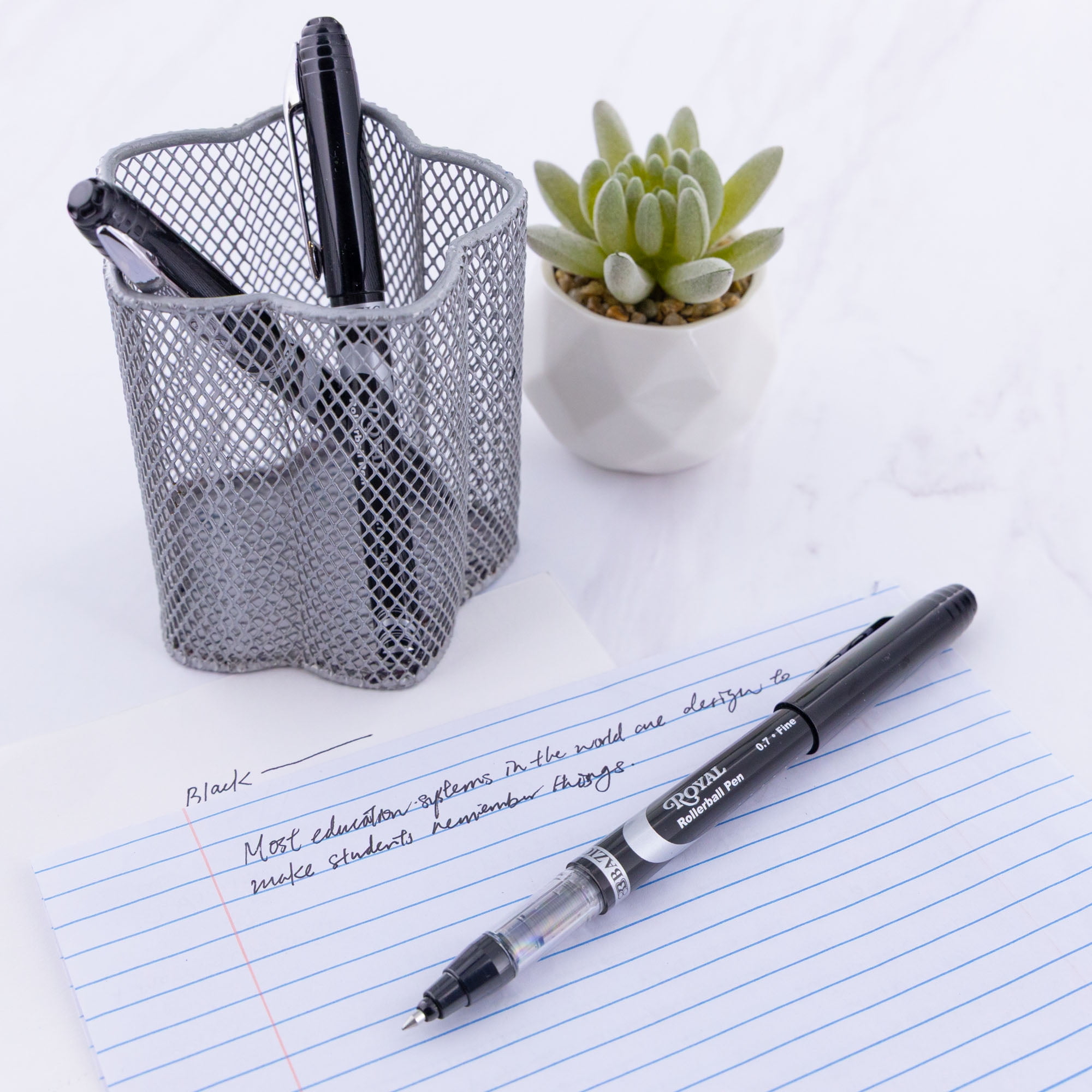 BAZIC Royal Black Color Rollerball Pen 0.7mm w/ Regulator,(3/Pack), 24-Pack