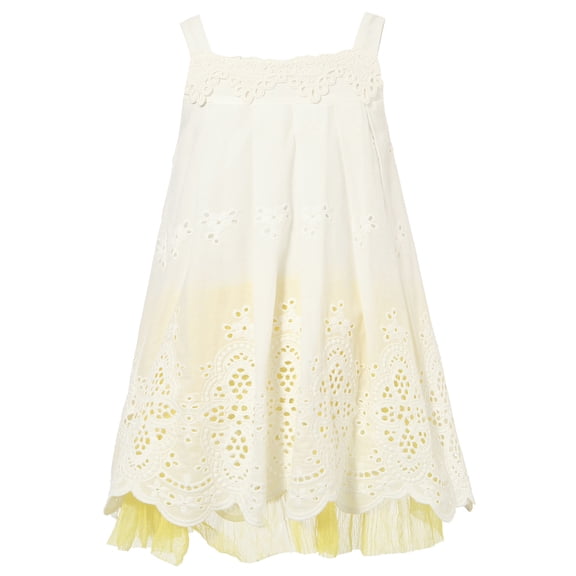 Richie House Girls' Embroidery Dress with Mesh Bottom RH1895