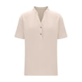 thumbnail image 5 of Ashirexll Short Sleeve Shirts for Women, Solid Color Short Sleeve Button V-Neck Pullover Casual Blouse, 5 of 7