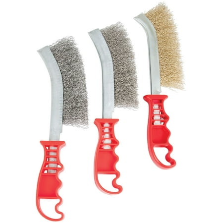 

Performance Tool W4990 3pc Hand Brush Set Stainless Steel Galvanized and Brass Wire Brush for Cleaning Welding Slag and Rust