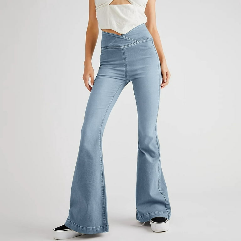 XFLWAM Flare Jeans for Women Bootcut Crossover High Waisted Bell