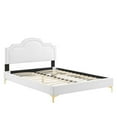 thumbnail image 3 of Platform Bed Frame, Rivet Nailhead, King Size, White, Velvet, Mid Century Bedroom, Modern Contemporary Boutique HB35447, 3 of 12