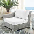 thumbnail image 1 of Modway Conway Modern Rattan & Fabric Outdoor Left-Arm Chair in Light Gray/White, 1 of 10