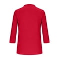 thumbnail image 4 of ClodeEU Womens Henley V-Neck 3/4 Length Sleeve Tops,Casual Summer Pleated T-Shirts ,Loose Fit Work Blouses Red,Womens Plus M, 4 of 5