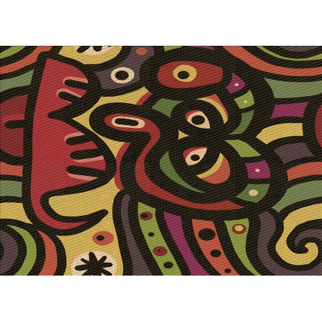Ahgly Company Tapis d'Intérieur Lavables en Machine, Rectangle de Transition de Nuit, Rouge, 4' x 6'