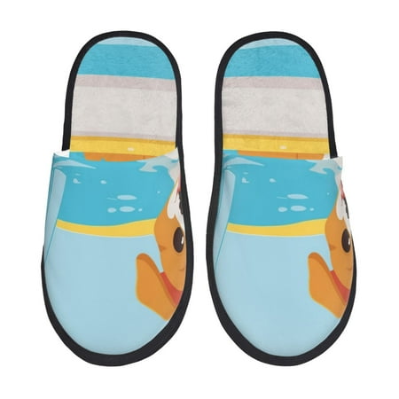 Balery Cute Dog In Bath Slient Indoor Furry Fleece Comfort House Shoes Soft Non-Slip Home Shoes Cotton slippers House Slippers-- Large