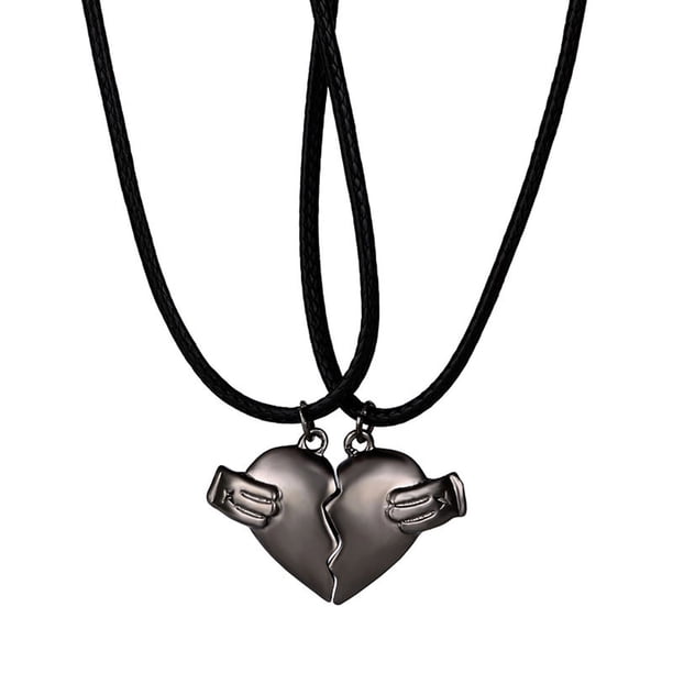 Collar para mujer, joyería para mujer, joyería para mujer, collar con colgante de corazón de dos almas para pareja, piedra de los deseos, collar con imán creativo para parejas, el collar