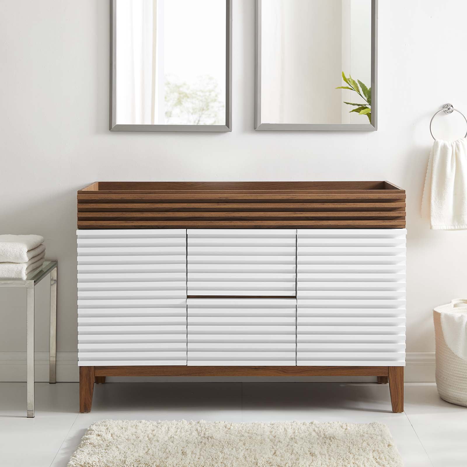 Modway Render 48" Double Sink Compatible (Not Included) Bathroom Vanity ...