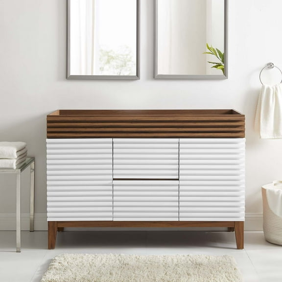 Modway Render 48" Double Sink Compatible (Not Included) Bathroom Vanity Cabinet in White Walnut