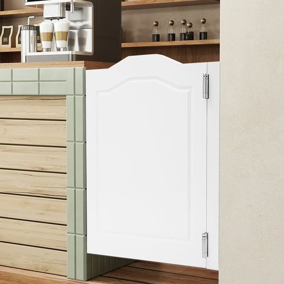 180° Opening and Closing Swinging Door, Wood Partition Door, White Swinging Door for Shop Entrance Partition